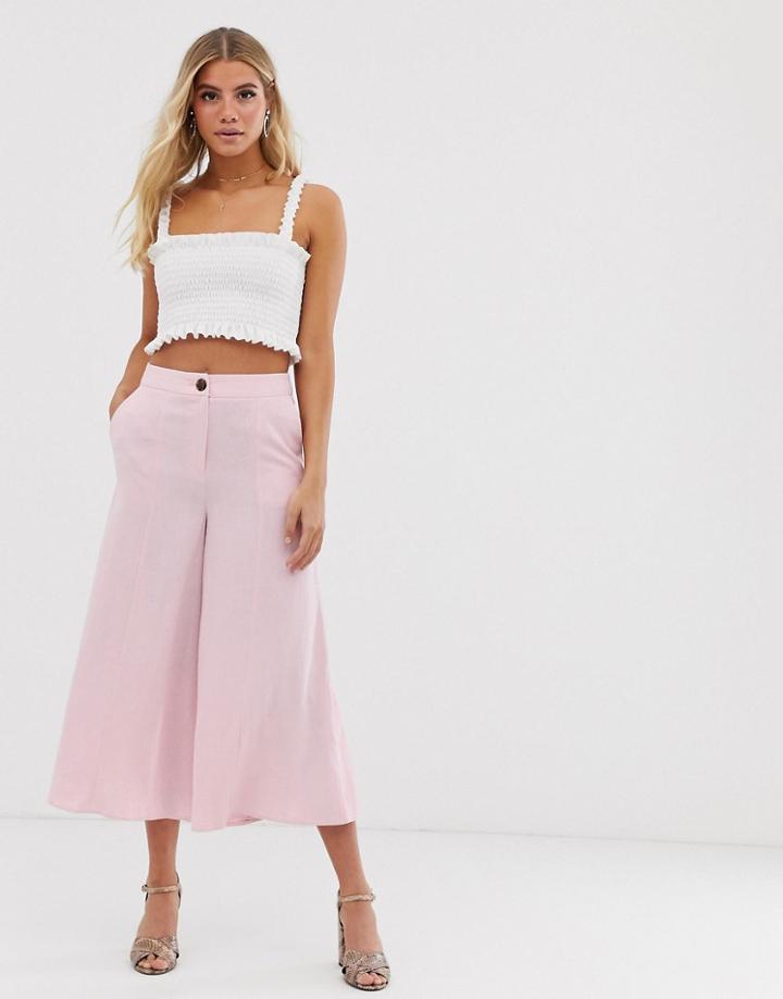 Miss Selfridge Wide Crop Culottes In Pink - Pink