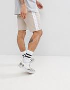 Asos Design Slim Chino Shorts In Mushroom With White Side Stripe - Beige
