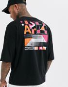 Asos Design Oversized T-shirt With Abstract Back Print-black