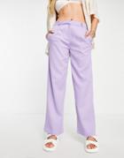 Noisy May Tailored Dad Pants In Lilac-purple