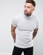 Asos Half-zip Muscle Fit Track Top In Pale Gray - Gray