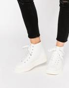 Truffle Collection Flatform Creeper High Top Sneakers - White Pu