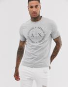 Armani Exchange Flocked Logo T-shirt In Gray