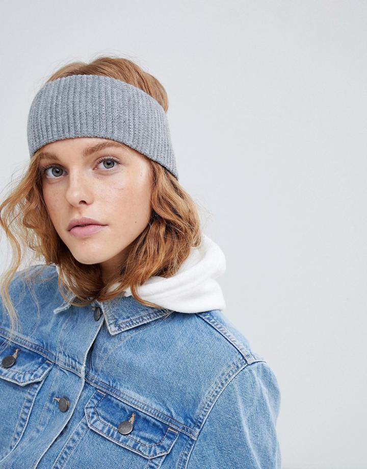 Asos Design Rib Knit Headband - Gray