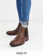 Ben Sherman Wide Fit Leather Chelsea Boot In Brown