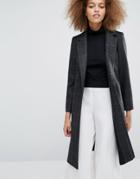 Helene Berman Longline Zoe Coat In Black Check - Black