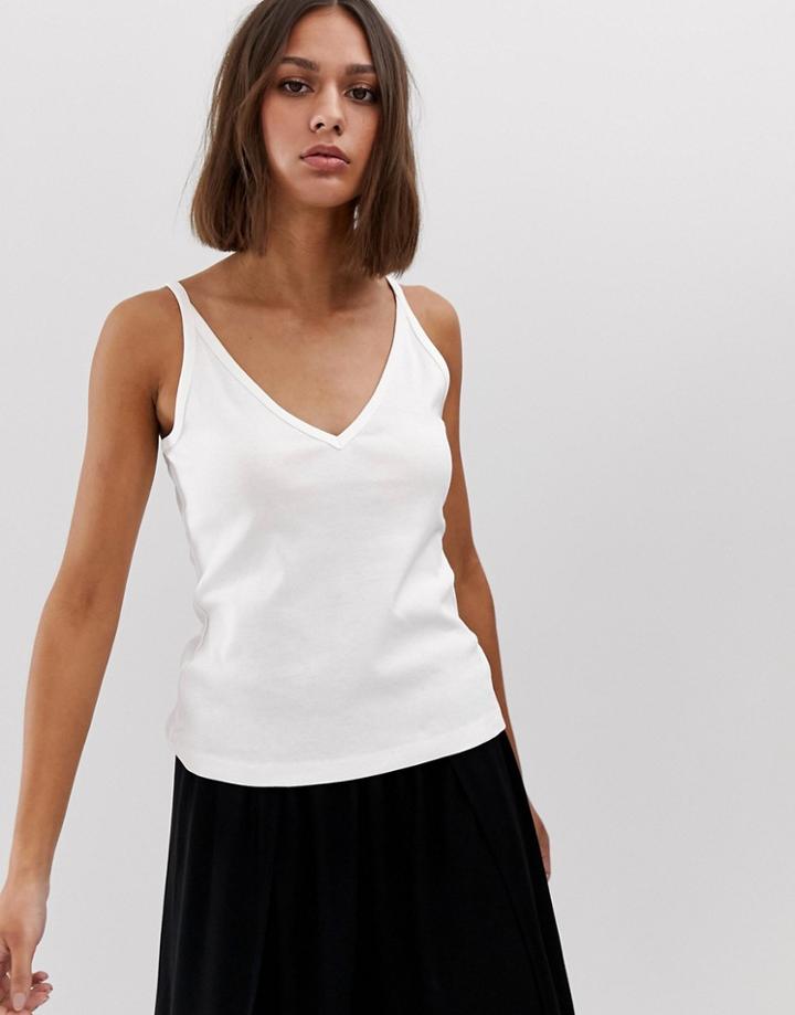 Weekday Deep V-strap Top In Off White