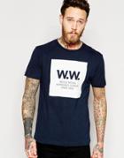 Wood Wood T-shirt With Box Logo In Navy - Navy
