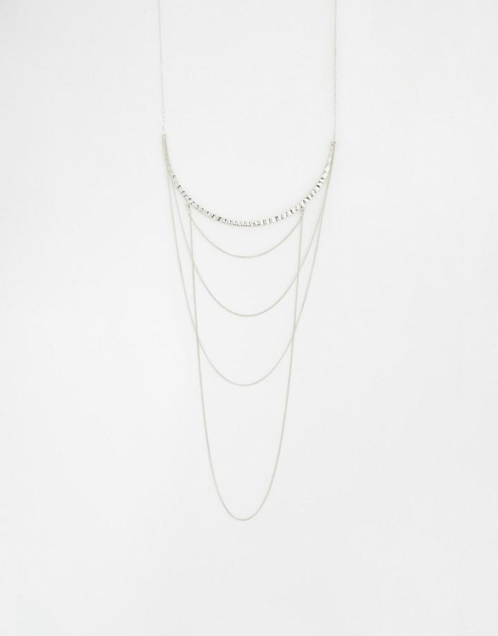 Nylon Multi Row Necklace - Silver