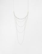 Nylon Multi Row Necklace - Silver