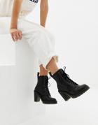 Dr Martens Kendra Black Leather Heeled Ankle Boots - Black