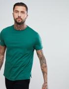 Asos Design Relaxed Fit T-shirt With Side Splits In Green - Green