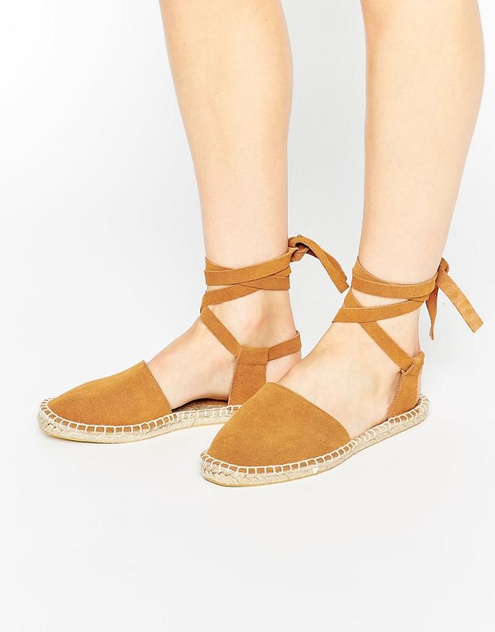 Asos Jasso Suede Tie Leg Espadrilles - Tan