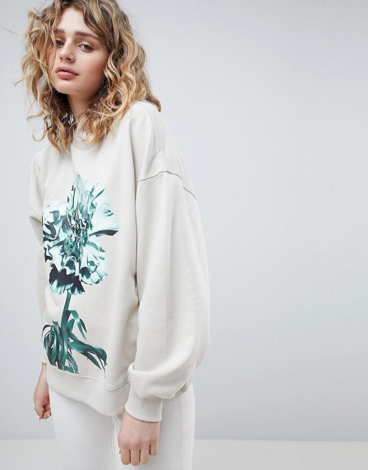 Weekday Oversized Printed Sweatshirt - Cream