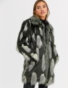 Urbancode Longline Coat In Textured Faux Fur