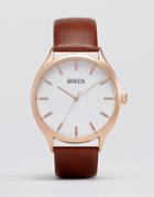 Breda Meter Brown Leather Watch With Gold Face - Brown