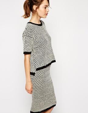 Asos Co-ord Knitted T-shirt In Spot - Mono