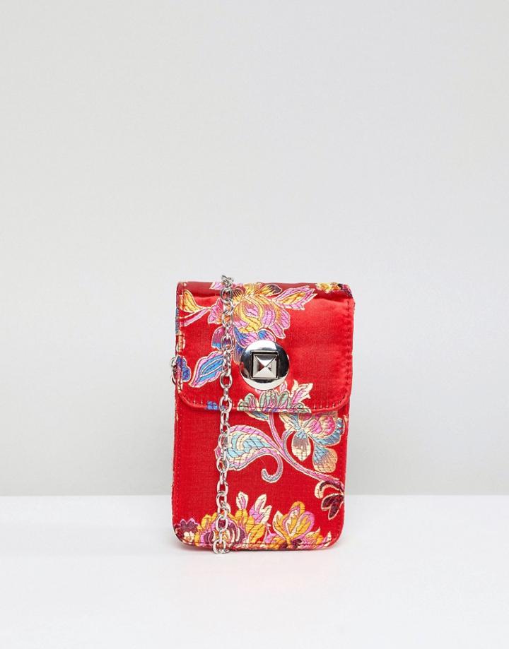 Yoki Fashiont Floral Jacquard Cross Body Pouch - Red