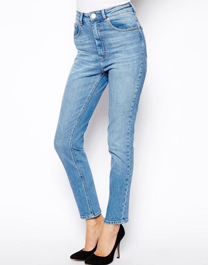 Asos Farleigh High Waist Slim Mom Jeans In Vintage Wash