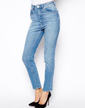 Asos Farleigh High Waist Slim Mom Jeans In Vintage Wash