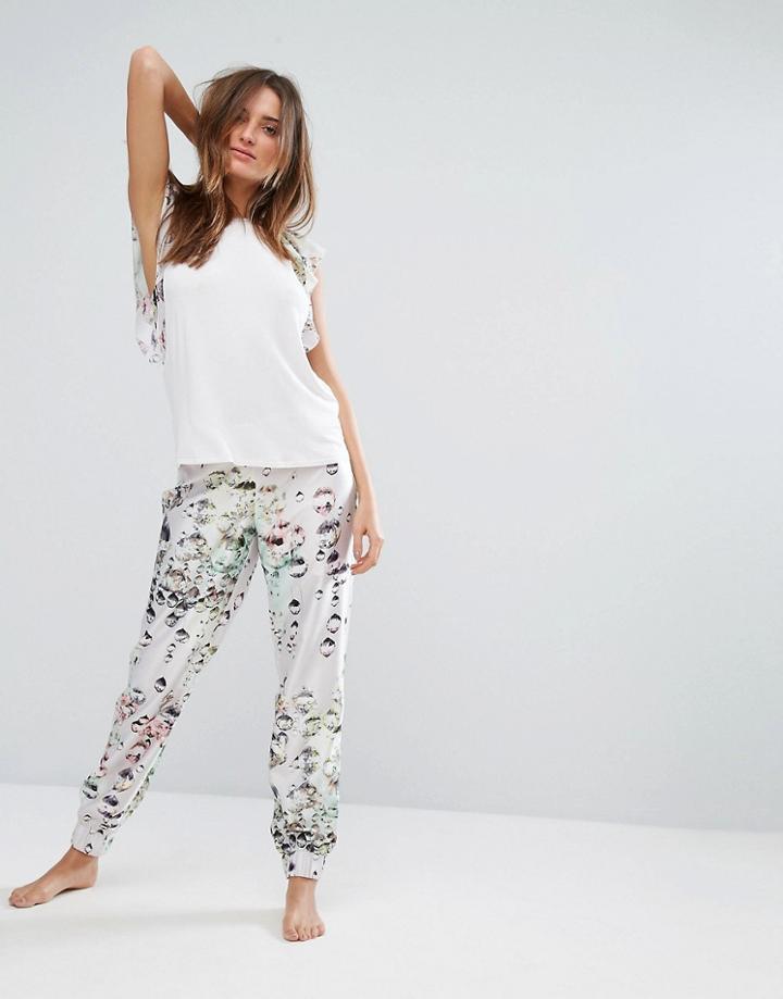 Ted Baker Crystal Droplets Print Pant - Pink