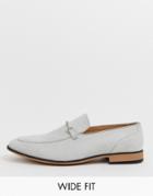 Asos Design Wide Fit Loafers In Pale Gray Faux Suede With Snaffle
