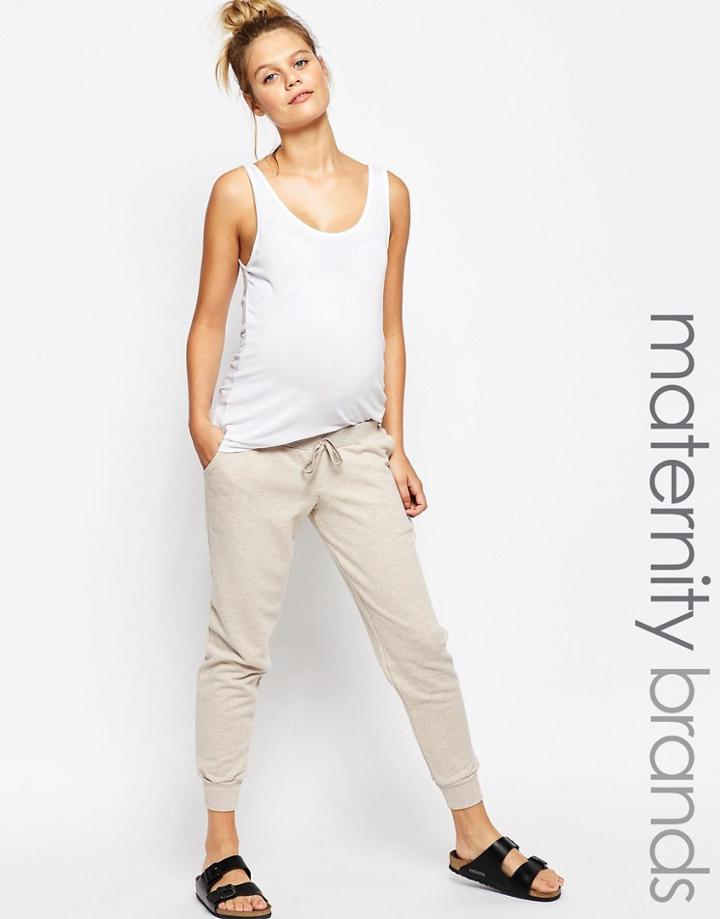 Bluebelle Maternity Lounge Slim Leg Cuff Jogger - Beige