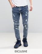 Cayler & Sons Jeans With Extreme Rips In Reg Fit - Blue