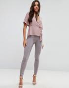 Asos High Waist Pants In Skinny Fit - Pink