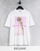 Reclaimed Vintage Inspired Cotton T-shirt With Palm Graphic Front Print - White