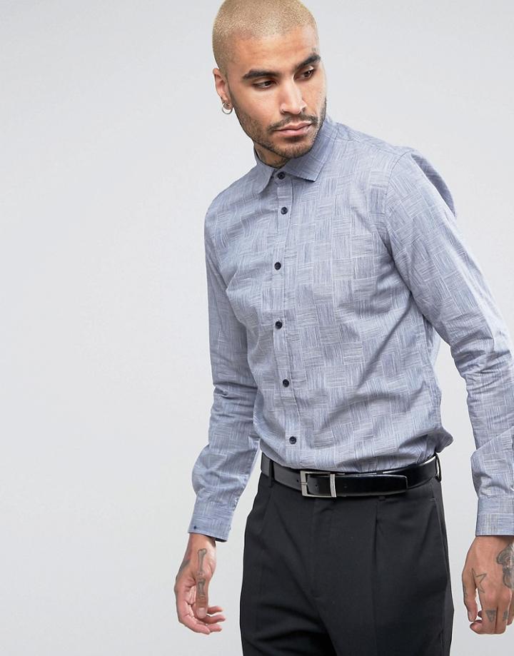 Lambretta Smart Checkerboard Slim Fit Shirt - Navy