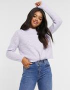 Pieces Fluffy Textured Sweater In Lilac-purple