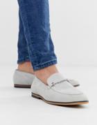 Asos Design Loafers In Pale Gray Faux Suede With Snaffle - Gray