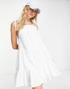 Asos Design Tiered Eyelet Mini Sundress In White