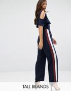 Y.a.s Tall Contrast Panel Jumpsuit - Navy