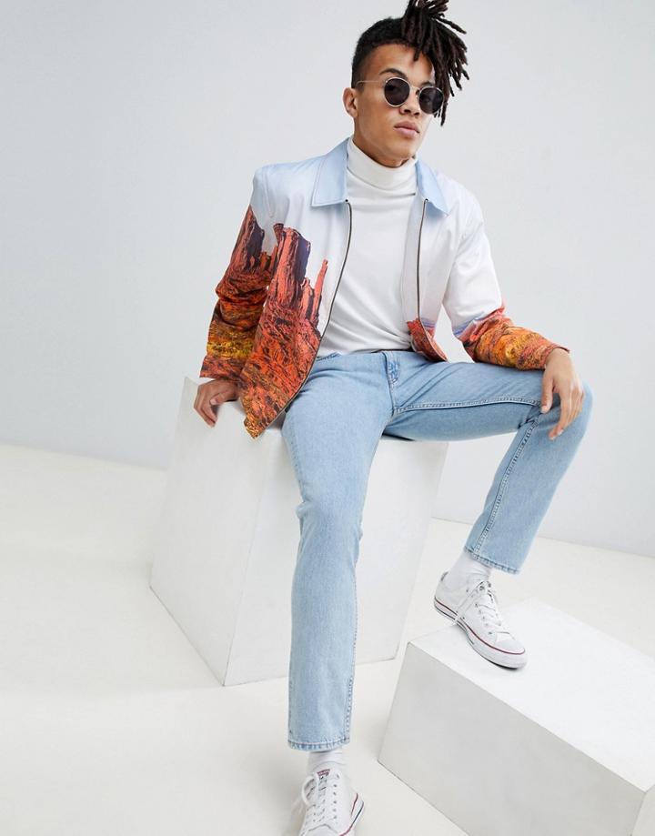 Weekday Fritz Nevada Print Coach Jacket - Blue