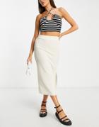 Vero Moda Side Slit Skirt In Ecru-brown