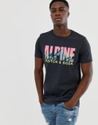 Scotch & Soda Crewneck Tee With Gradient Chest Artwork - Black