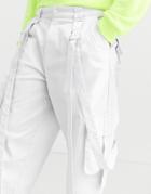 Asos Design Cargo Pants With Strapping In White