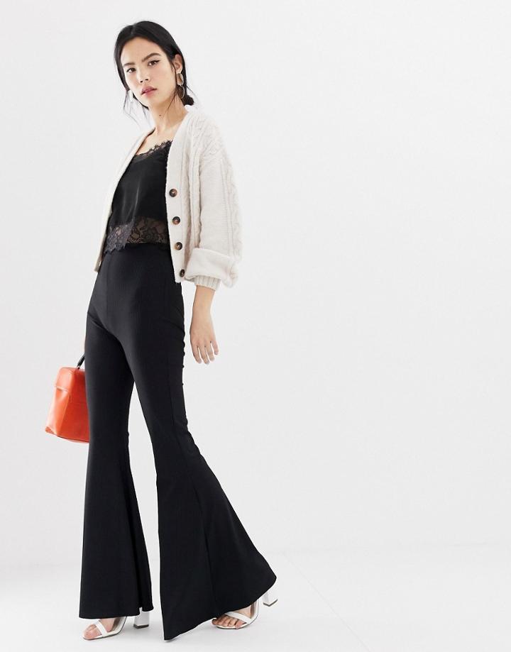 Miss Selfridge Flare Pants In Black - Black
