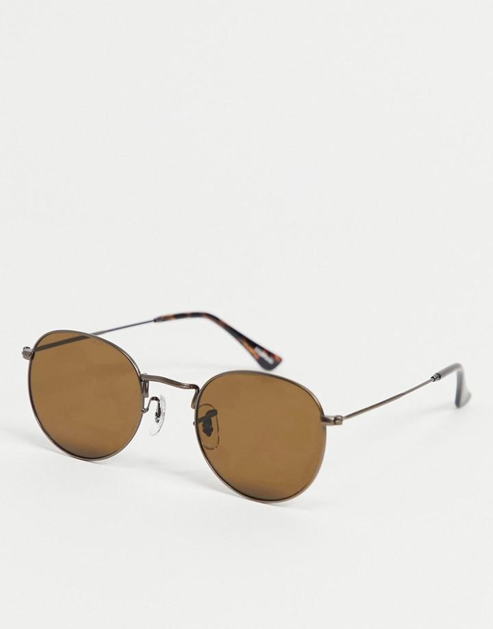 A.kjaerbede Hello Unisex Round Sunglasses In Brown