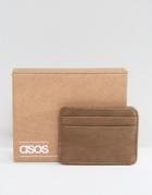 Asos Card Holder In Taupe Faux Leather - Gray