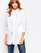 Vila Longline Pocket Shirt - White