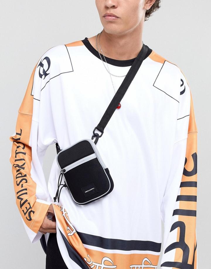 Asos Design Flight Bag In Black With Reflective Details - Black