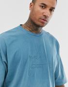 Asos Design Oversized Heavyweight T-shirt With Dark Future Embroidery In Teal - Green