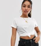 Asos Design Petite Organic Cotton Crew Neck T-shirt In White - White
