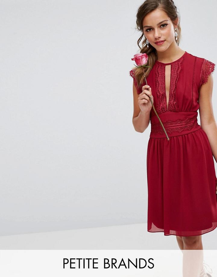 Tfnc Petite Wedding Lace Detail Midi Dress - Red