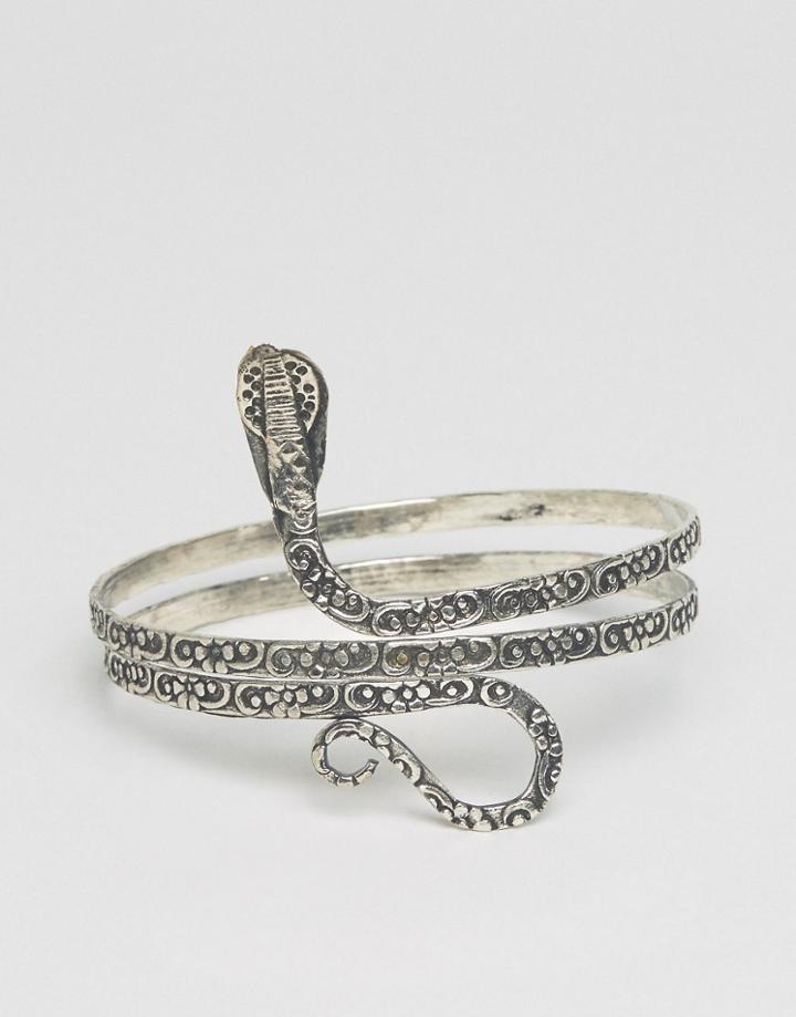 Raga Snake Arm Bracelet - Silver