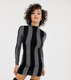 Asos Design X Laquan Smith Bodycon Dress In Glitter Stripe - Multi