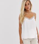 New Look Lace Edge Cami In White - White